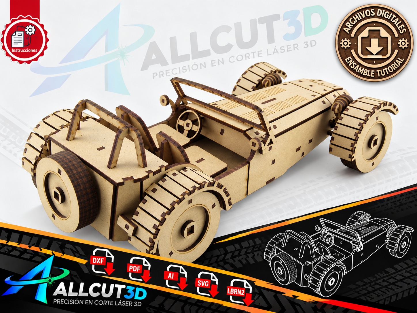 Lotus 7 CNC Laser Cut 3mm | DXF SVG AI LBRN2 PDF