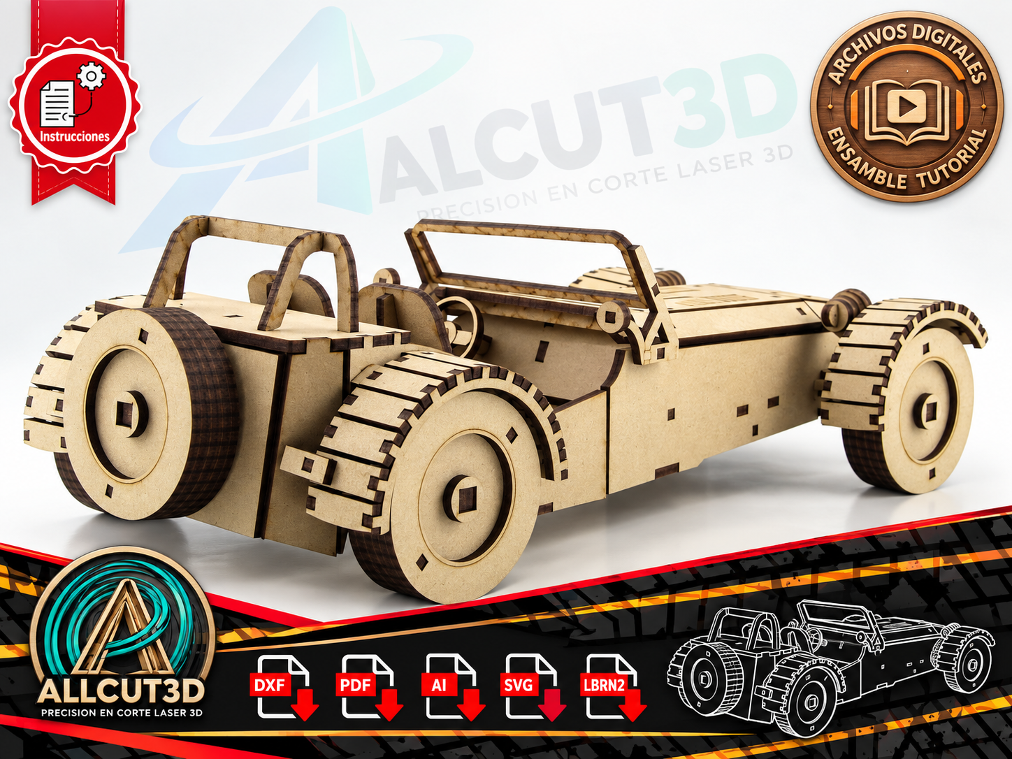 Lotus 7 CNC Laser Cut 3mm | DXF SVG AI LBRN2 PDF